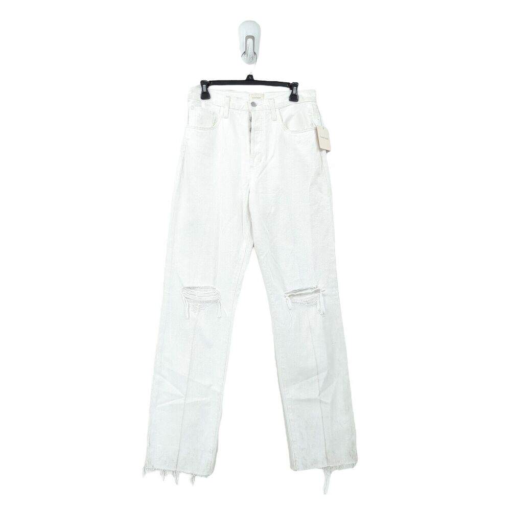 Favorite Daughter Women 27 Otto Jeans White High Waisted Distressed Boyfriend